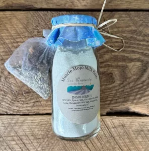 Muscle Mojo Milk Bath by Los Miramontes Farm sold at Serenity Salt Cave and Spa